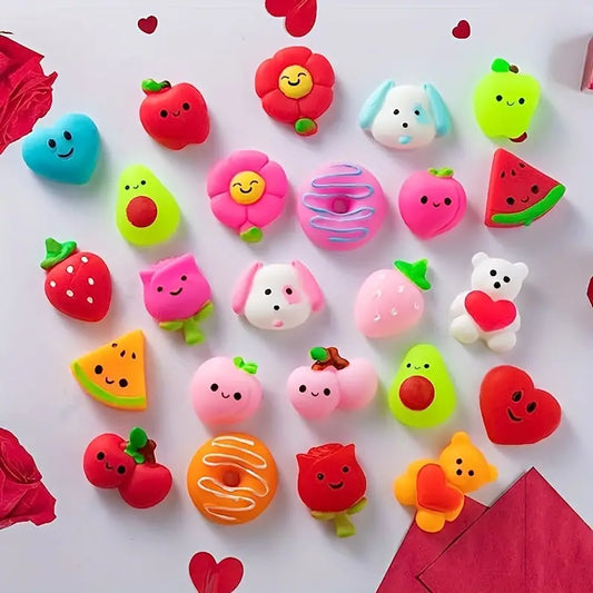 24Pcs Valentines Day Mochi Squishy Toys - Kawaii Mini Squishies For Kids Party Favors, Classroom Exchange & Stress Relief!